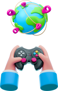 a person playing video games on console, with a 3d representation of the earth globe
