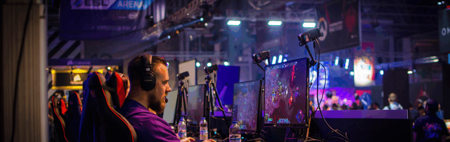 man playing video games