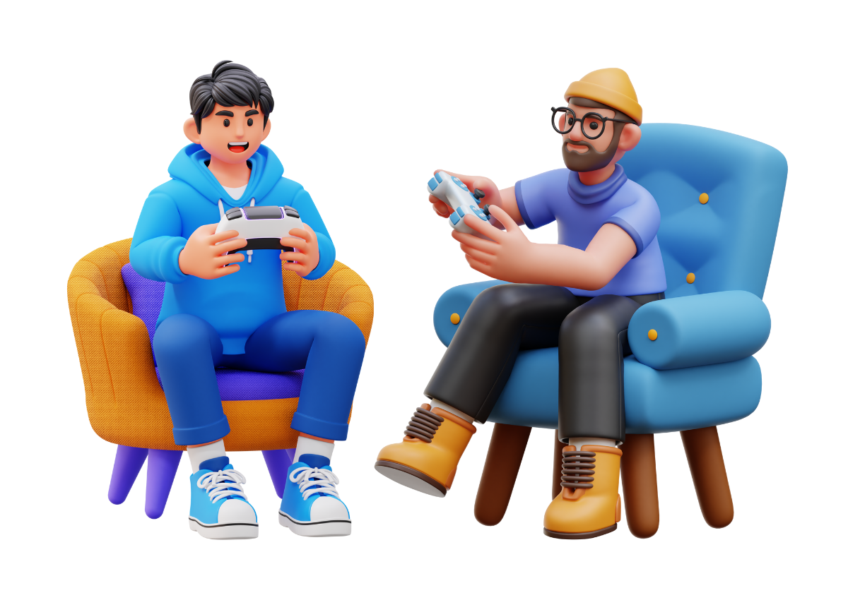 young gamers playing